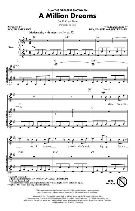 By greatest showman • lesson #128. Partition chorale A Million Dreams (from The Greatest ...