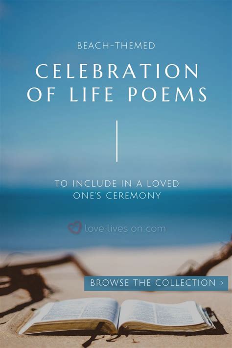 An Open Book On The Beach With Text That Reads Celebration Of Life Poem
