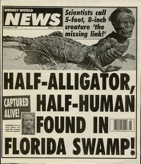 Weekly World News Funny Headlines New World Alligator