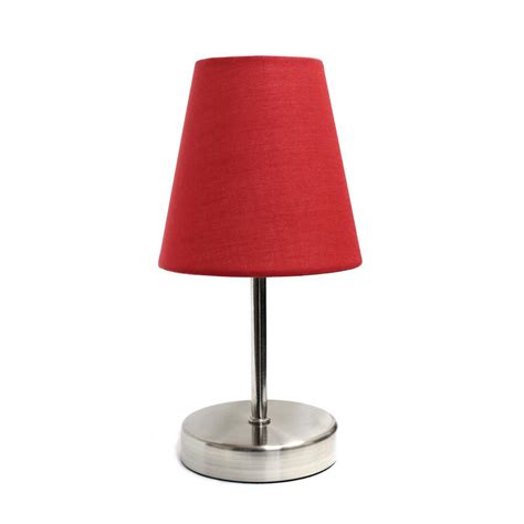 Simple Designs 105 In Sand Nickel Mini Basic Table Lamp With Red