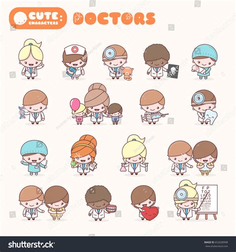 Cute Chibi Kawaii Characters Profession Set Stock Vector Royalty Free