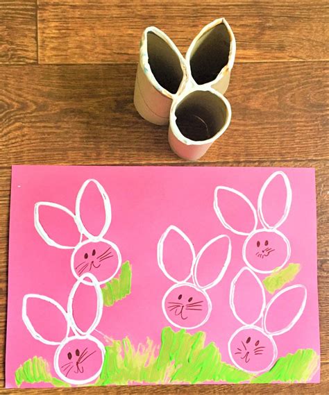 Easter Bunny Craft Homemade Toilet Roll Stamp Alice And Amelia