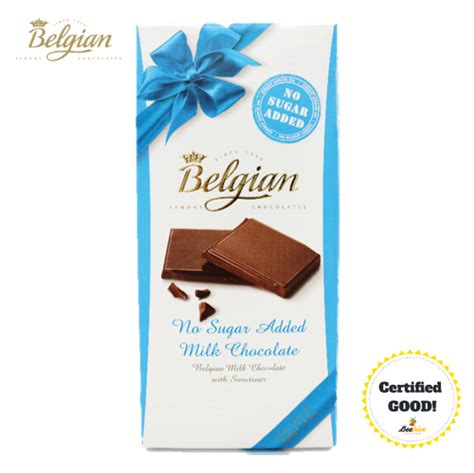 Belgian No Sugar Added Milk Chocolate 100g