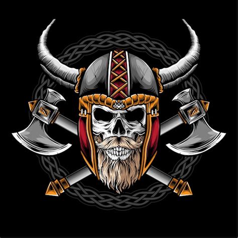 Premium Vector Skull With Viking Helmet Logo