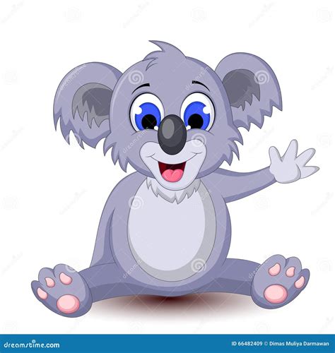 Cartoon Koala Sitting With Waving Hand Stock Illustration
