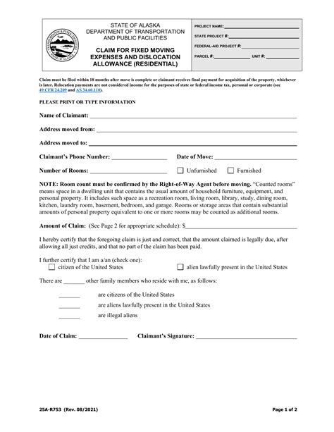 Form 25a R753 Download Printable Pdf Or Fill Online Claim For Fixed
