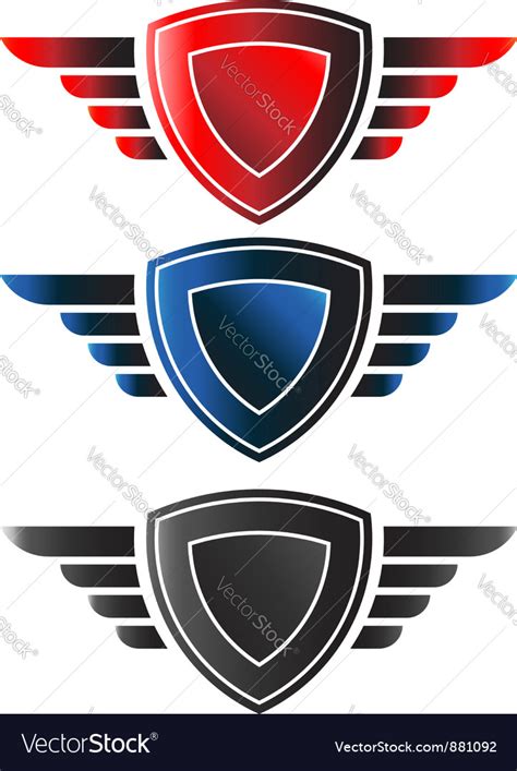 Shield With Wings Logo Royalty Free Vector Image