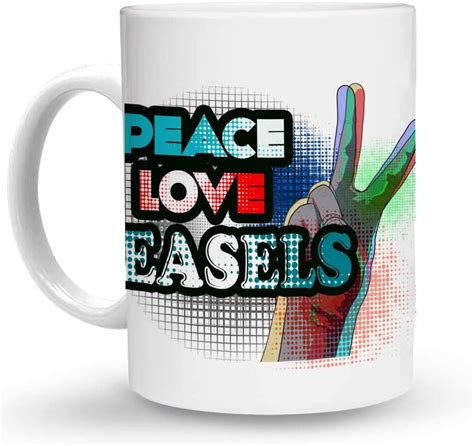makoroni peace love weasels 15 oz ceramic large coffee mug cup design 51 home