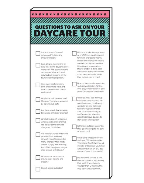15 Questions To Ask On Your Daycare Tour Printable Todays Parent