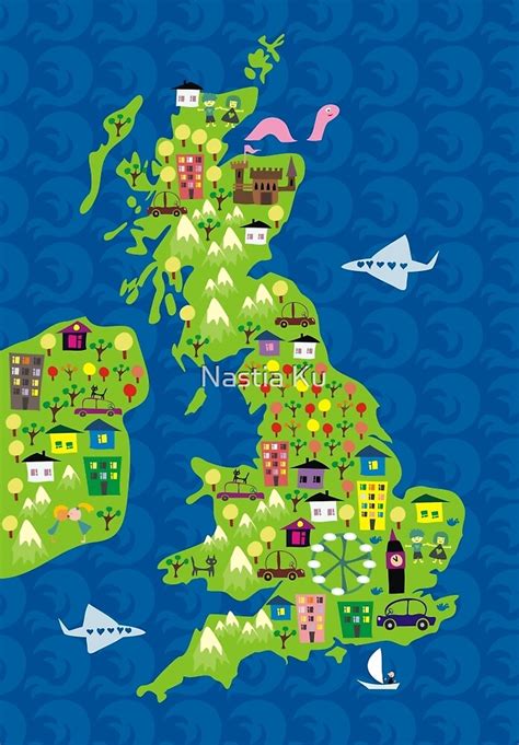 Cartoon Map Of The Uk By Ychty Redbubble