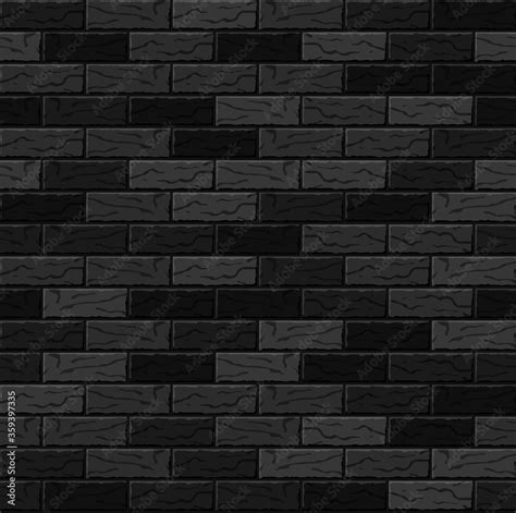 Realistic Vector Brick Wall Seamless Pattern Flat Wall Texture Black