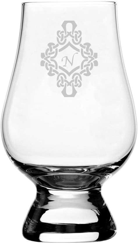 Decorated Etched Monogram Glencairn Crystal Whisky Glass Letter N