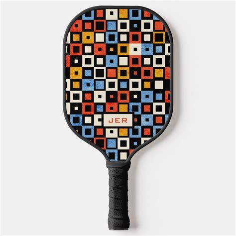 Cool Retro Pattern Monogrammed Initials Novelty Pickleball Paddle