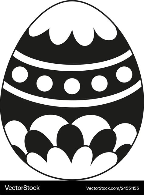 Black And White Painted Easter Egg Silhouette Vector Image