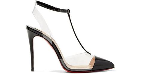 Christian Louboutin Nosy 100 Patent Leather And Pvc T Bar Pumps In