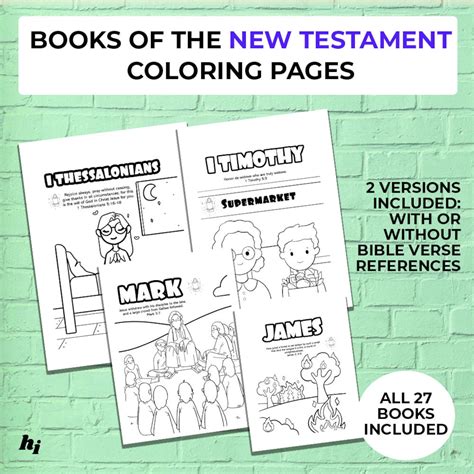 Books Of The New Testament Coloring Pages Sunday School Etsy