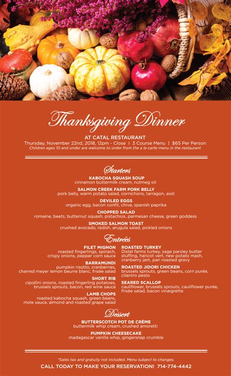 Here are some restaurants offering takeout meals on thanksgiving: Disneyland's Catal Restaurant Offering Special ...