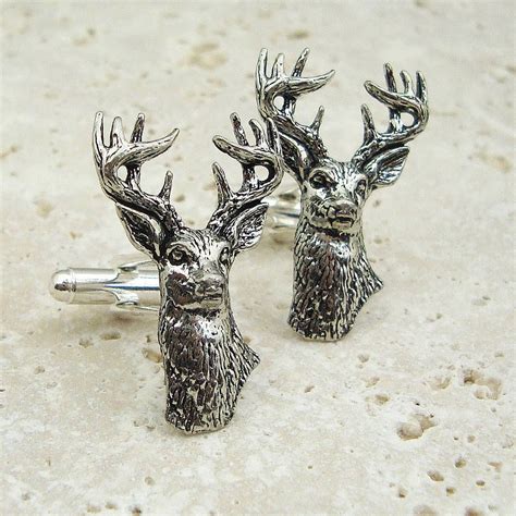 Wild Stag Cufflinks Antiqued Pewter By Wild Life Designs Cufflinks Men