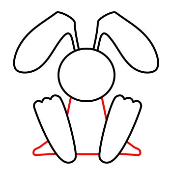Erase the guidelines after this step. Drawing a cartoon bunny