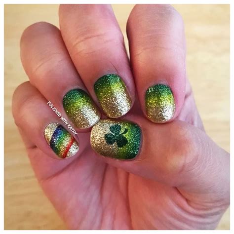 Then use a striping brush to carefully paint on designs like a top hat, rainbow, and pot of gold. Time to get your St.Patricks Day Nails! Like this gorgeous ...
