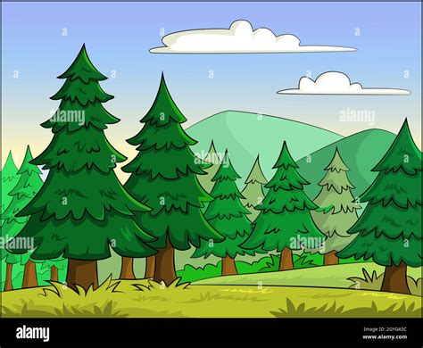 Ilustración De Un Vector De Dibujos Animados De Una Escena De Bosque De