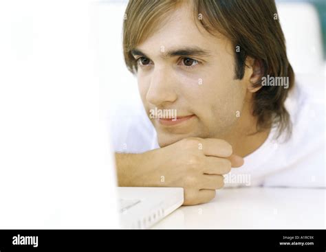 Man Using Laptop Stock Photo Alamy