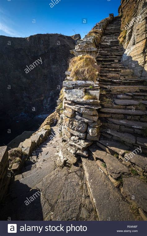 Whaligoe Steps Steep Stony Stairs Leads All The Way Down To The Small