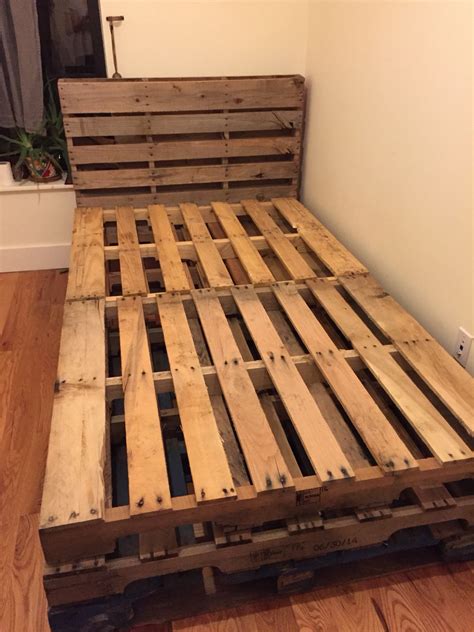 My First Upload Homemade Full Sized Bed Wooden Pallets Pallet Bed