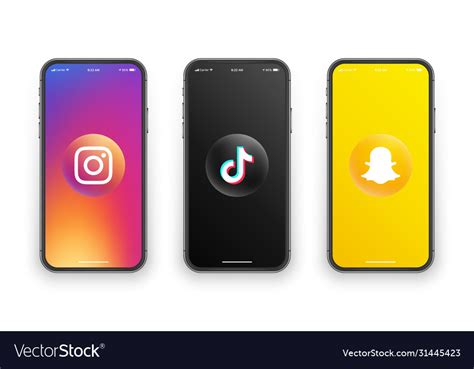 Instagram Tiktok Snapchat Logo On Iphone Screen Vector Image