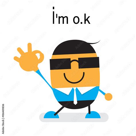 Vector Cute Cartoon Young Businessman Showing Ok Hand Sign With Im O