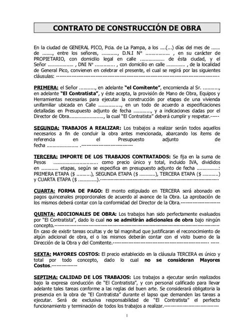 Contrato De ConstrucciÓn De Obraen La Ciudad De General Pico Pcia De
