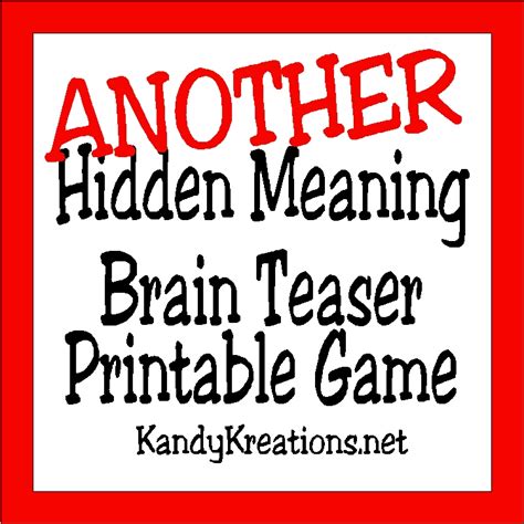 Diy Party Mom Another Hidden Meaning Brain Teaser Game