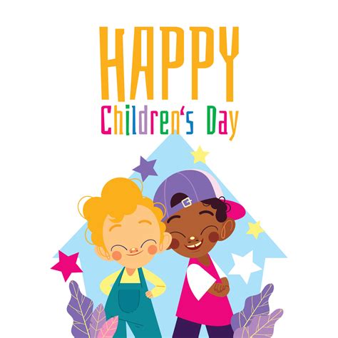 Two Cute Boys Pose For Childrens Day Concept 13136553 Vector Art At