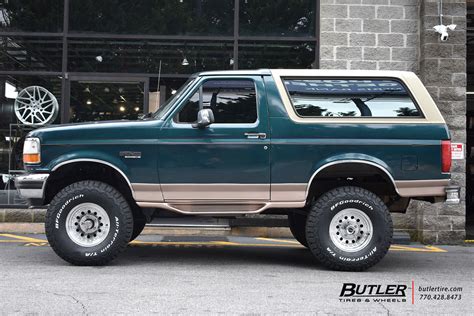 Classic Lifted Ford Bronco With 16in American Racing Outlaw Wheels And