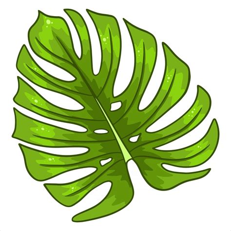 Tropical Plants Exotic Carved Green Leaf In Cartoon Style 2517587