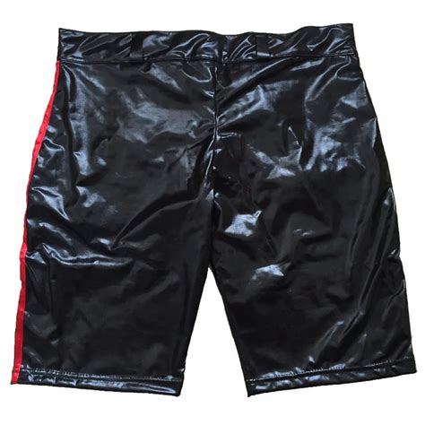 Sexy Men Faux Leather Latex Shorts Men Plus Size S Xxxl Boxers Underwear Gay Male Panties Black