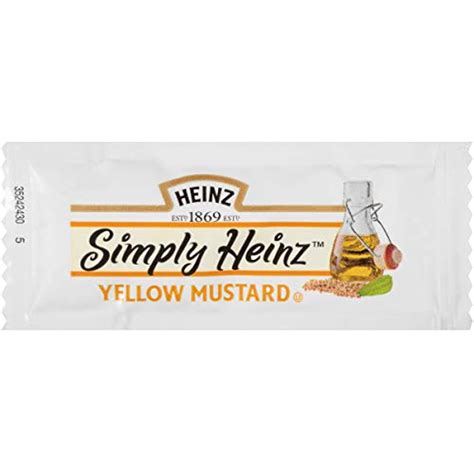 Simply Heinz Yellow Mustard Single Serve Packets 02 Oz Packets Pack