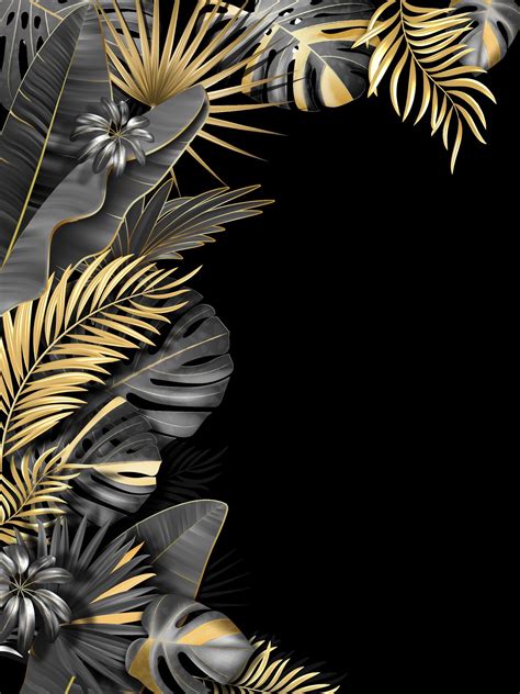 Botanical Tropical Leaves Frames In 2022 Pop Art Wallpaper Gold