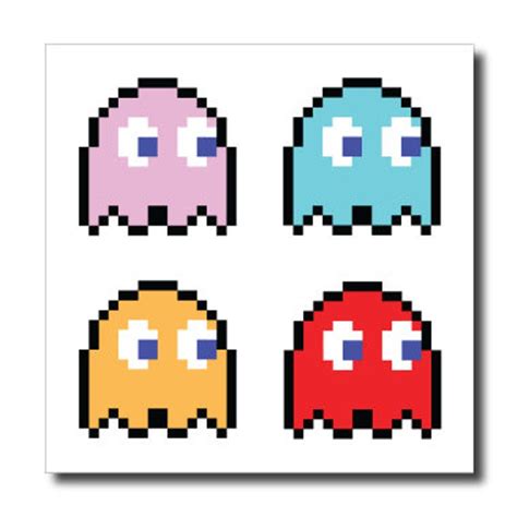 8 Bit Pac Man Ghosts Stickers Pinky Inky Clyde And Blinky Etsy