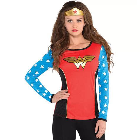 Adult Wonder Woman Long Sleeve Shirt Dc Comics Costumes Party City
