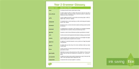 Year 2 Grammar Glossary Teacher Made Twinkl