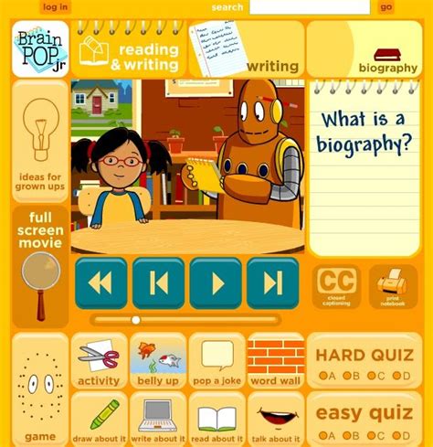 Brainpop creates animated, curricular content that engages students, supports educators, and bolsters achievement. lpcomputerlab: What is a Biography? BrainPop Jr. Movie