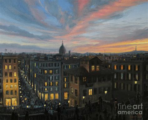 Rome In The Light Of Sunset Painting By Kiril Stanchev Fine Art America