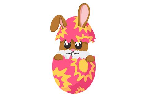 free easter bunny a cute bunny inside a cracked egg with a beautiful pattern 22034303 png with