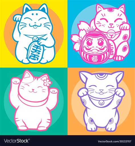 Lucky Cat Maneki Neko Japan Royalty Free Vector Image