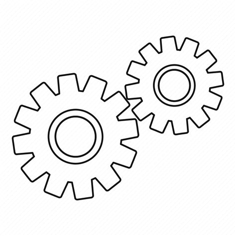 Cog Engine Engineering Line Outline Thin Two Gears Icon