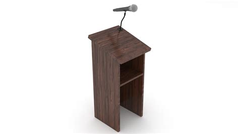 3d Model Podium With Microphone Vr Ar Low Poly Max Obj Fbx