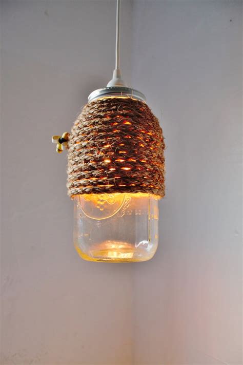 The Hive Mason Jar Pendant Lamp Hanging Lighting Fixture With Etsy