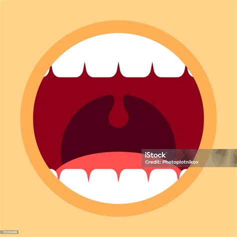Buka Mulut Dengan Gigi Dan Lidah Menjerit Mulut Kartun Dengan Gaya