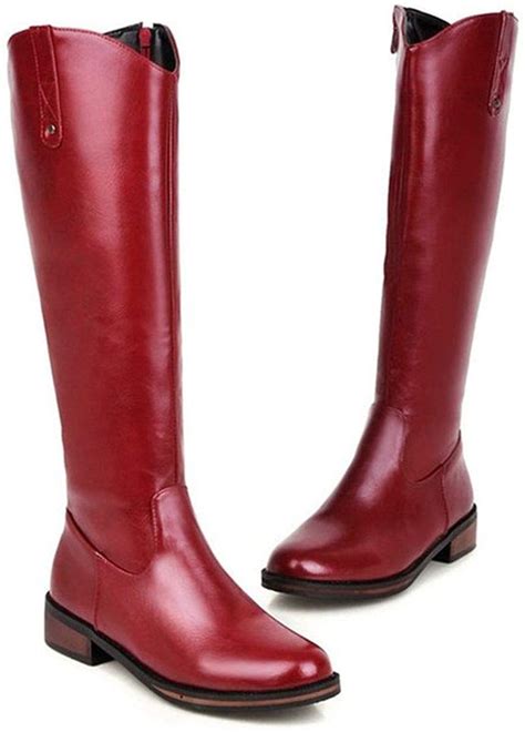 Women Shoes Winter Riding Boots Square Heel Western Boots Zipper Med Heel Knee High Boots Ladies